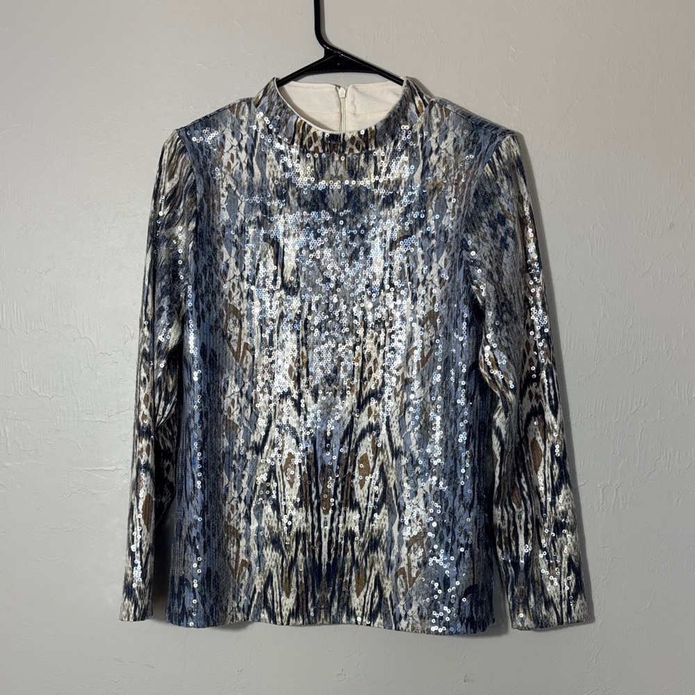 Chico's Sequin Blouse - Blue and Silver